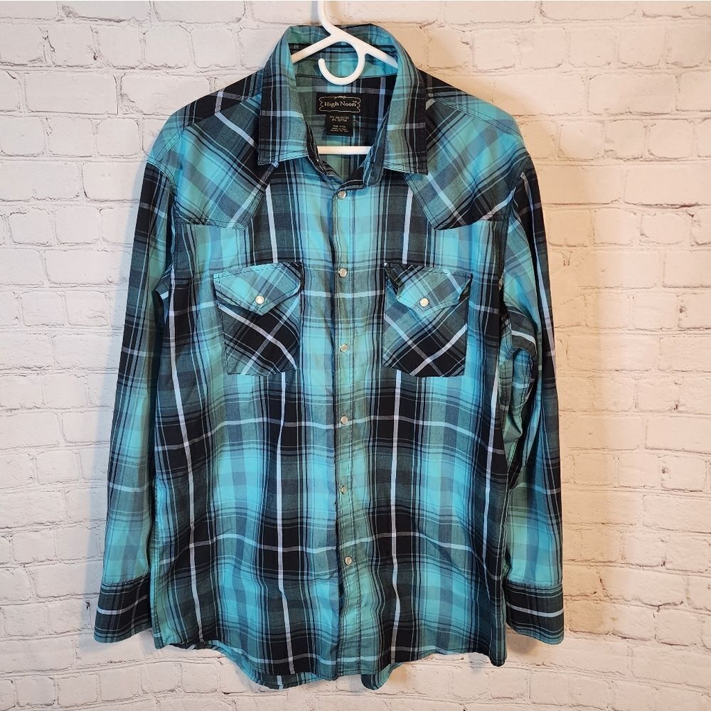 Men's High Noon pearl snapped longsleeve shirt, size Large